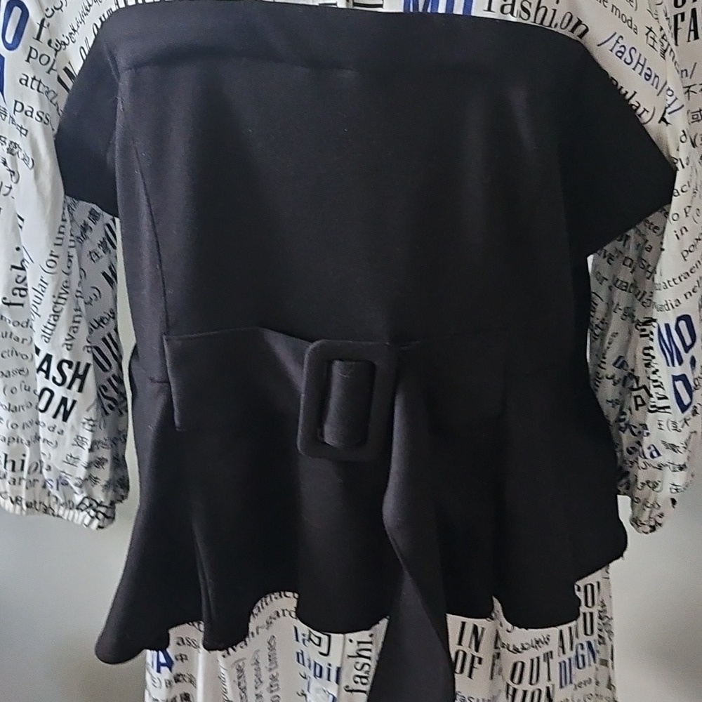 7th Avenue Design Studio Unique Corset Hi-Low Hem Blouse - Picture 5 of 14